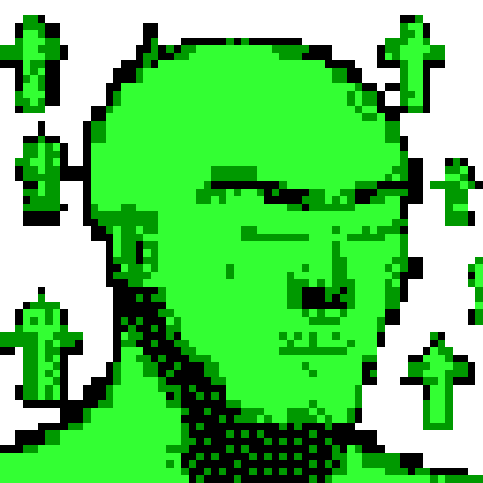 Animated pixel portrait surrounded by rising arrows